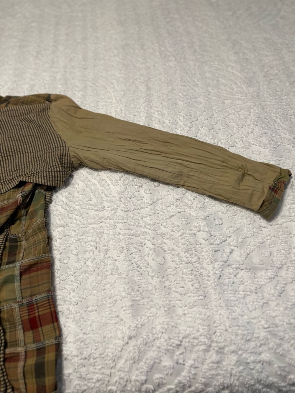 Tailor Vintage Plaid Patchwork Blazer in Beige, Green & Red - Picture 12 of 14